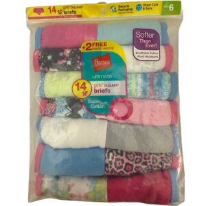 Hanes Girls' Size 6 Briefs – 14 Pack NWT